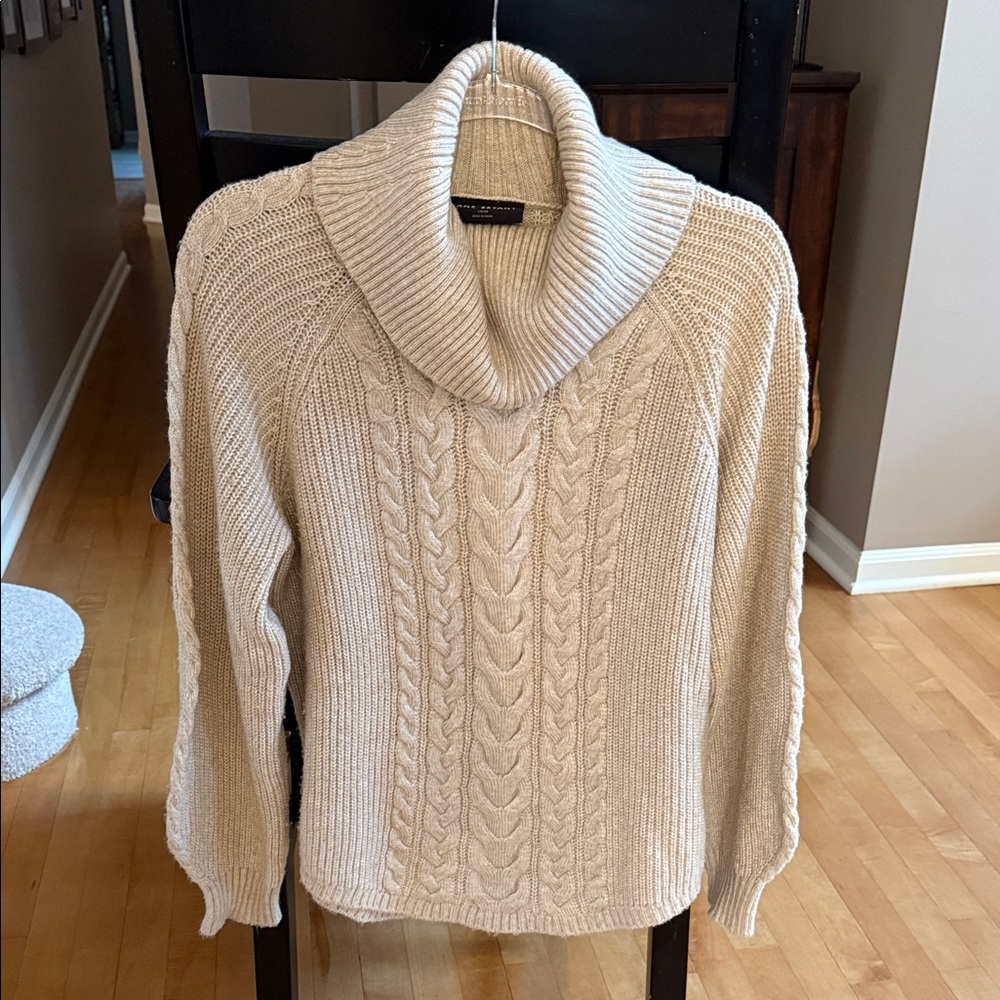 Lane Bryant Cable Knit Turtleneck Sweater - Cream